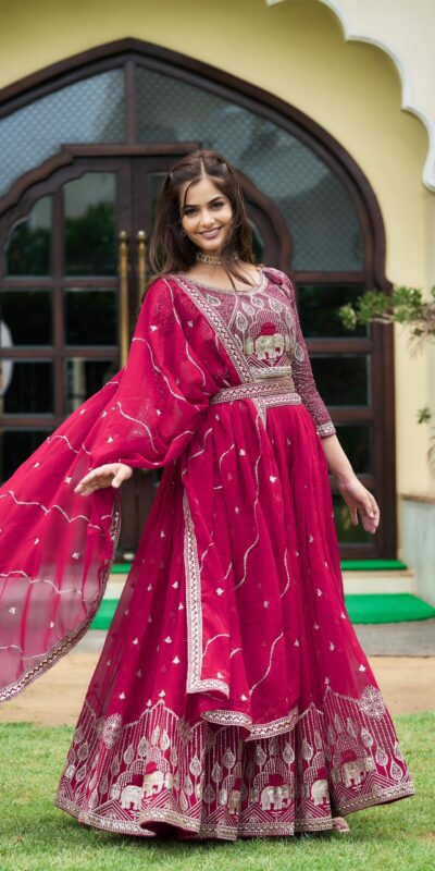 Ram 023 Rani Color Sequence Georgette Embroidery Lehenga Choli Casual, Wedding, Festive, Events Expected Delivery 4-6 Working Days @3049/- | Lehenga, Bollywood Lehenga, Creative Lehenga, Designer Lehenga, Embroidered Lehenga, Party Wear Lehenga