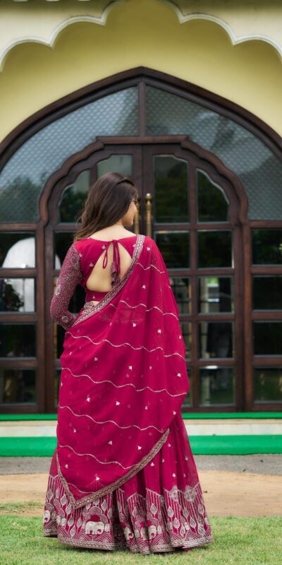 Ram 023 Rani Color Sequence Georgette Embroidery Lehenga Choli Casual, Wedding, Festive, Events Expected Delivery 4-6 Working Days @3049/- | Lehenga, Bollywood Lehenga, Creative Lehenga, Designer Lehenga, Embroidered Lehenga, Party Wear Lehenga