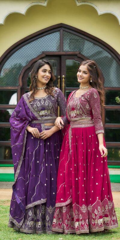 Ram 023 Rani Color Sequence Georgette Embroidery Lehenga Choli Casual, Wedding, Festive, Events Expected Delivery 4-6 Working Days @3049/- | Lehenga, Bollywood Lehenga, Creative Lehenga, Designer Lehenga, Embroidered Lehenga, Party Wear Lehenga