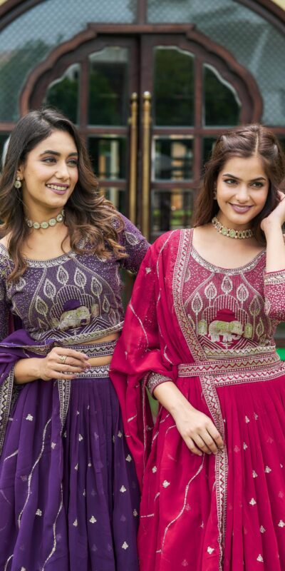 Ram 023 Rani Color Sequence Georgette Embroidery Lehenga Choli Casual, Wedding, Festive, Events Expected Delivery 4-6 Working Days @3049/- | Lehenga, Bollywood Lehenga, Creative Lehenga, Designer Lehenga, Embroidered Lehenga, Party Wear Lehenga