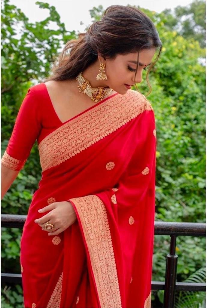 KP 4089 Red Color Soft Lichi Silk Jacquard On All Over Saree Casual, Party Wear, Wedding, Events Etc. Expected Delivery 4-6 Working Days @1299/- | Sarees, Bollywood Sarees, Creative Sarees, Designer Sarees, Embroidered Sarees, Ethnic Saree, Modern Digital sarees, Party Wear Sarees