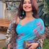 Blue Georgette Embroidery Work Saree