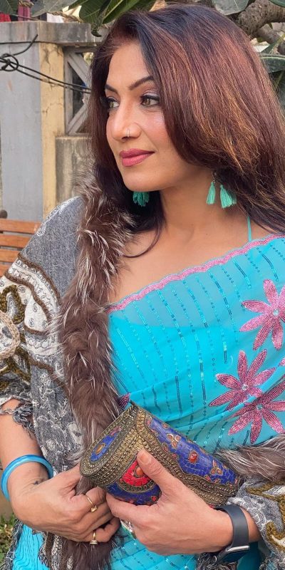 Attractive Grand Blue Color Georgette With Embroidery Work Saree