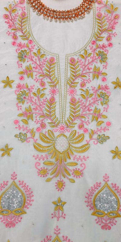 Classic White Color Tabby Organza Silk Sequence Salwar Suit