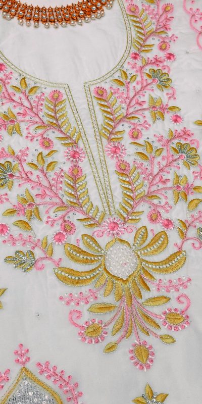 Classic White Color Tabby Organza Silk Sequence Salwar Suit