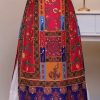 Red Silk Digital Print Diamond Lehenga Choli