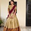 Chiku Cotton Silk Weaving Paithani Lehenga Choli