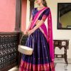 Navy Blue Cotton Silk Weaving Paithani Lehenga Choli
