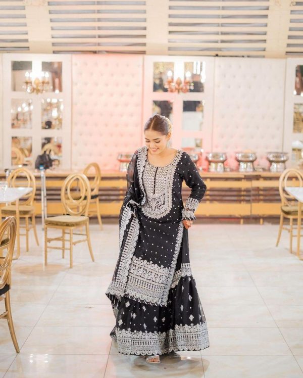 Peaceful Black Color Georgette Thread With Sequence Lehenga Choli