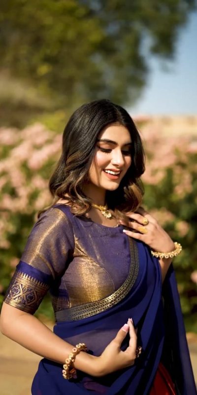 Peaceful Orange Color Kanchipuram Zari Weaving Lehenga Choli