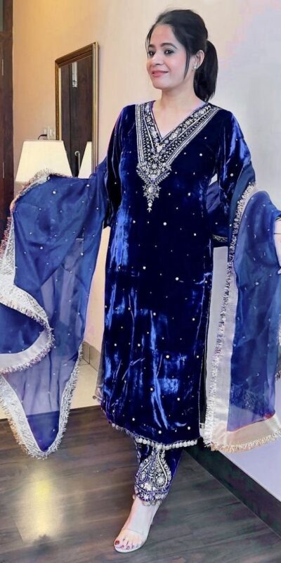RTC 5630 Blue Color Softy Viscos Velvet Thread Rivet Moti Salwar Suit Casual, Wedding, Party, Festive, Events. Expected Delivery 4-6 Working Days @2099/- | Kurti, Bollywood Kurti, Creative Kurtis, Designer Kurti, Party Wear Kurti, Selfie Kurti