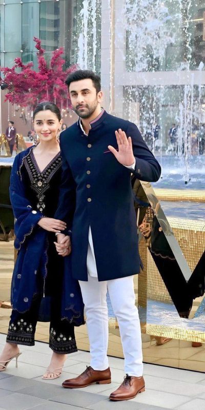 Alia Batt Ranbir Kapoor Navy Blue Velvet Party Wear Sharara Suit
