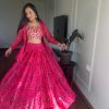 Pink Bandhej Heavy Embroidery Sequence Lehenga Choli