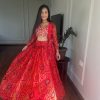 Red Bandhrej Heavy Embroidery Sequence Lehenga Choli