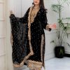 Black Velvet Georgette Embroidery Sequence Salwar Suit