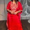 Rani Pink Embroidered Chine Stich Work Real Mirror Kurti
