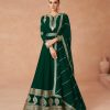 Dark Green Faux Georgette With Embroidery Work Anarkali Gown