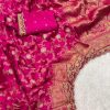 Pink Jacquard Weaving Embroidery Cording Lace Saree