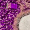 Purple Jacquard Weaving Embroidery Cording Lace Saree