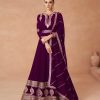 Wine Faux Georgette With Embroidery Work Anarkali Gown