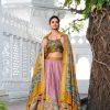 Yellow Dola Silk Print Zari Border Lehenga Choli