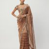 Mustard Yellow Embroidery Lace Border Sequins Work Saree