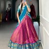 Pink Kanchipuram Zari Weaving Work Lehenga Choli
