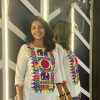 White Cotton Flex and Rayo Embroidery Work Kurti