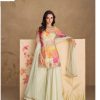 Cream Chinon Printed Embroidery Work Sharara Suit