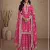 Pink Heavy Semi Chinon Silk Codding Embroidery Salwar Suit