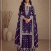 Purple Heavy Semi Chinon Silk Codding Embroidery Salwar Suit