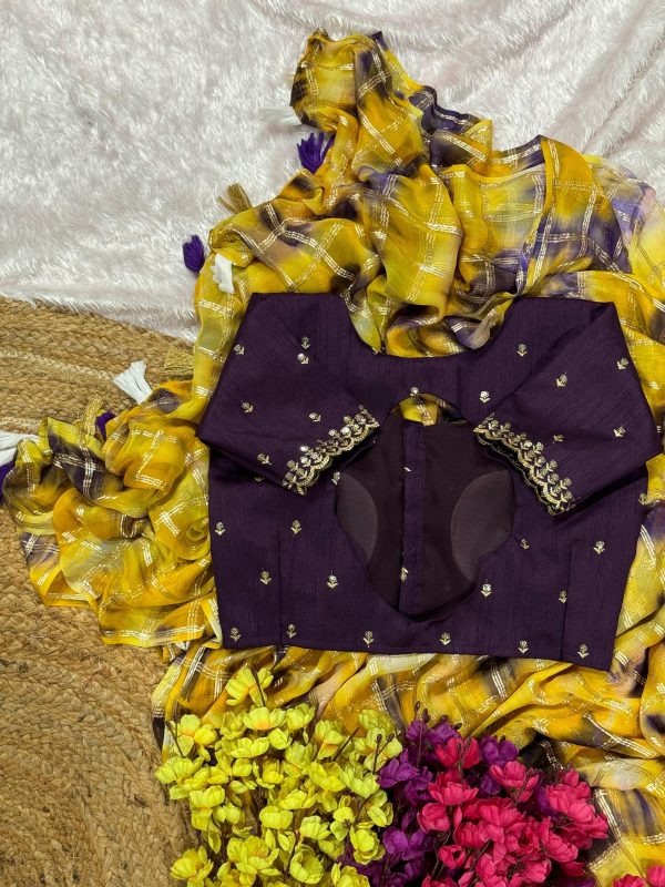 Classic Yellow Color Viscose Georgette Shibori Hand Dyeing Jari Work Saree