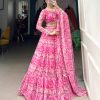 Pink Georgette Printed wrapped With Canvas Lehenga Choli