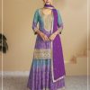 Purple Chinon Digital Print With Mat Sequence Sharara Suit