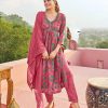 Gajari Rayon Alia Cut With Embroidery Work Kurti