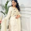 White Silk With Heavy Coding Embroidery Sequence Work Salwar Suit