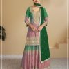 Green Chinon Digital Print With Mat Sequence Sharara Suit