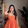 Orange Jacquard silk weaving with Lace border Anarkal Suit