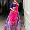 Purple Jacquard Silk Zari Weaving Work Lehenga Choli