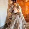 White Chinnon Silk With Embroidery Work Sharara Suit
