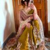 Yellow Chinnon Silk With Embroidery Work Sharara Suit