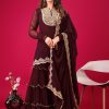 Maroon Faux Georgette Embroidery Sequence Work Salwar Suit