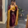 Marron Velvet With Heavy Embroidery Sequence Salwar Suit