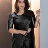 Black Rangoli Silk Handwork And Cutwork With Pearl Saree