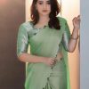 Light Green Rangoli Silk Handwork And Cutwork With Pearl Saree