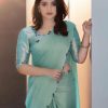 Sky Blue Rangoli Silk Handwork And Cutwork With Pearl Saree