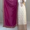 White Chinnon Silk With Heavy Embroidery Sequence Work Salwar Suit