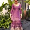 Pink Twill Net With Heavy Embroidery Sequence Work Salwar Suit
