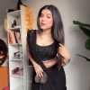 Black Foix Georgette Sequence With Val Thread Lace Brooder Dhoti Suit