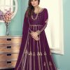 Purple Georgette Codding Sequence Embroidery Work Anarkali Gown